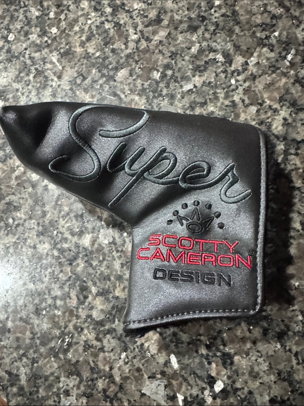Scotty Cameron Black Super Embroidered Putter Headcover with Red Logo